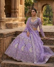 Women’s Lavender Purple Embroidered Lehenga Choli Set with Dupatta
