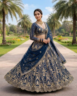 Women’s Navy Blue Lehenga Choli Set