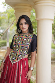 Women’s Stitched Rayon Lehenga Choli Set with Mirror Lace