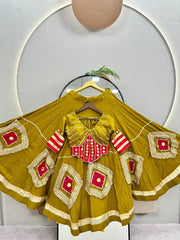 Women’s Mustard Yellow Lehenga Choli Set, Traditional Indian Ethnic Wedding Wear