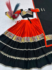 Women’s Black and Red Lehenga Choli Set, Indian Ethnic Wedding Outfit