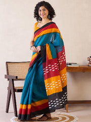 Women’s Ready to Wear Mul Cotton Saree with Pocket, Multicolor Printed Stitched Saree