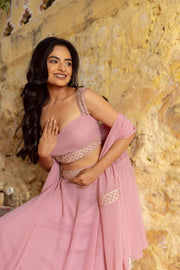 Women’s Pink Lehenga Choli Set with Dupatta, Elegant Indian Ethnic Outfit for Wedding