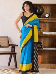 Women’s Ready to Wear Mul Cotton Saree with Pocket, Multicolor Printed Stitched Saree