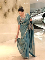 Women’s Saree with Embroidered Border For Traditional Look