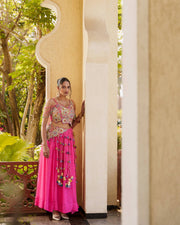 Women’s Pink Embroidered Lehenga Choli Set