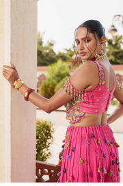 Women’s Pink Embroidered Lehenga Choli Set