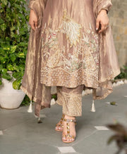 Women’s Embroidered Satin Rayon Kaftan Set with Dupatta