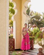 Women’s Pink Embroidered Lehenga Choli Set