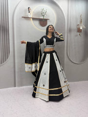 Women’s Roman Silk Lehenga Choli with Dupatta Real Mirror Work