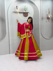 Women’s Roman Silk Lehenga Choli with Dupatta Real Mirror Work