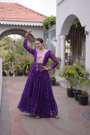 Women’s Printed Anarkali Dress with Embroidered Yoke