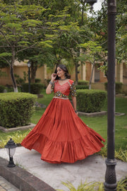 Women’s Anarkali Gown with Embroidered Kutchi Mirror Work