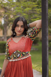 Women’s Anarkali Gown with Embroidered Kutchi Mirror Work
