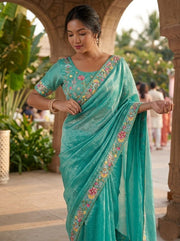 Women’s Floral Embroidered Saree, Designer Wedding & Festive Wear