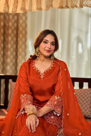 Women’s Embroidered Georgette Anarkali Suit Set with Dupatta