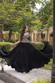 Women’s Anarkali Gown with Embroidered Kutchi Mirror Work