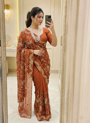 Indian Saree for Wedding, Party & Festive Wear, Traditional Saree with Matching Blouse