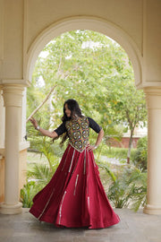 Women’s Stitched Rayon Lehenga Choli Set with Mirror Lace