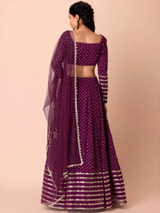 Wine Purple Sequin Embroidered Lehenga Choli with Dupatta – Designer Indian Wedding & Festive Wear