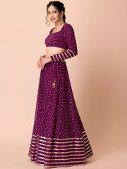Wine Purple Sequin Embroidered Lehenga Choli with Dupatta – Designer Indian Wedding & Festive Wear