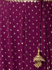 Wine Purple Sequin Embroidered Lehenga Choli with Dupatta – Designer Indian Wedding & Festive Wear
