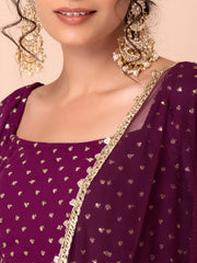 Wine Purple Sequin Embroidered Lehenga Choli with Dupatta – Designer Indian Wedding & Festive Wear