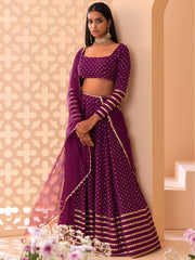 Wine Purple Sequin Embroidered Lehenga Choli with Dupatta – Designer Indian Wedding & Festive Wear