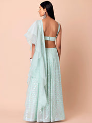 Women’s Mint Green Sequin Embroidered Lehenga Choli with Dupatta, Indian Wedding & Festive Ethnic Wear
