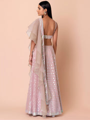 Women’s Pastel Pink Sequin Embroidered Lehenga Choli Set, Indian Ethnic Wedding & Festive Wear