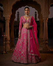 Women’s Pink Embroidered Lehenga Choli with Dupatta