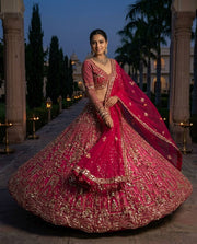 Women’s Pink Embroidered Lehenga Choli with Dupatta