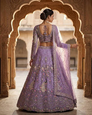 Women’s Lavender Purple Embroidered Lehenga Choli Set with Dupatta