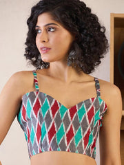 Women’s Black and Red Printed Mul Cotton Ready to Wear Saree with Pocket