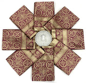 Dark Brown Banarasi Silk Saree for Women with All Over Floral Jacquard Weave
