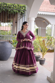 Women’s Lengha Choli with Embroidered Neckline