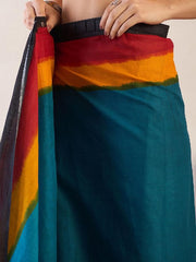 Women’s Ready to Wear Mul Cotton Saree with Pocket, Multicolor Printed Stitched Saree