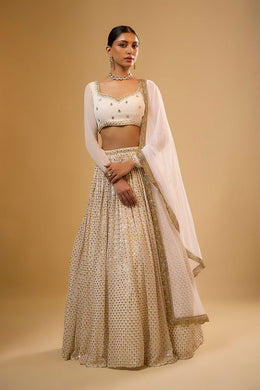 Women’s White Embroidered Lehenga Choli Set with Dupatta