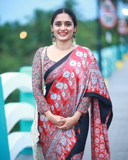 Ready to Wear Crape Silk Saree, Printed Stitched Saree with Decorative Border