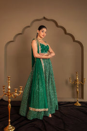 Women’s Green Embroidered Lehenga Choli Set with Dupatta