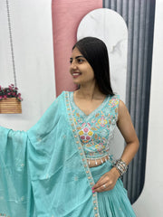 Women’s Floral Heavy Thread & Sequin Work Lehenga Choli with Dupatta