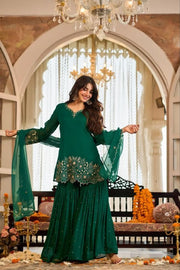 Women’s Embroidered Georgette Anarkali Suit Set with Dupatta