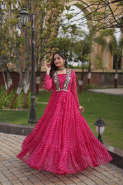 Women’s Anarkali Maxi Dress with Embroidered Bodice