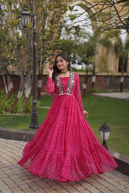 Women’s Anarkali Maxi Dress with Embroidered Bodice
