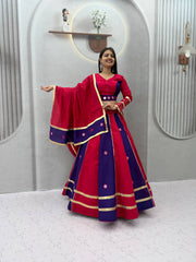 Women’s Roman Silk Lehenga Choli with Dupatta Real Mirror Work