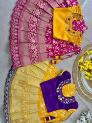 Girls Traditional Kerala Lehenga Choli Set – Silk Finish Digital Print Festive Wear.