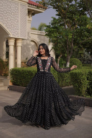 Women’s Anarkali Maxi Dress with Embroidered Bodice