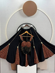 Women’s Lehenga Choli Set, Traditional Indian Ethnic Wear with Gold Print Detailing