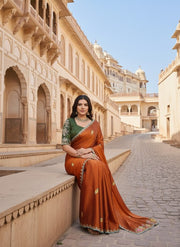 Indian Traditional Saree with Green Blouse for Wedding, Party & Festive Wear