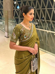 Women’s Saree with Embroidered Border For Traditional Look